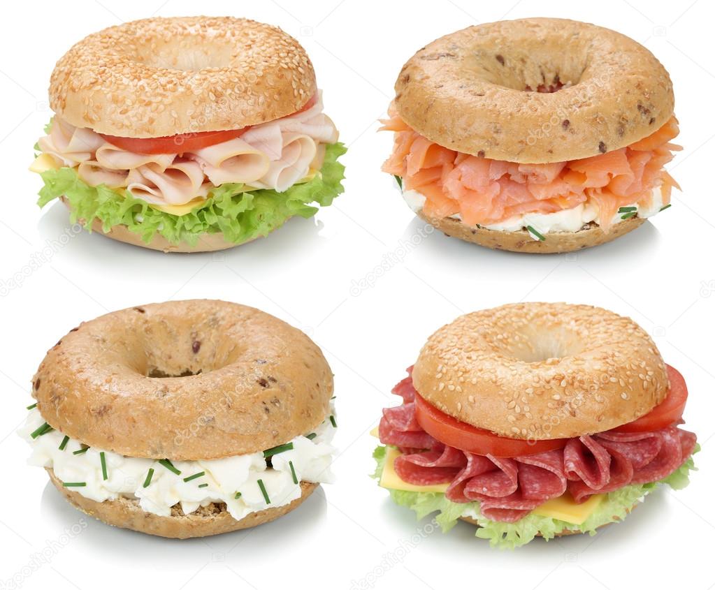 ham and cream cheese bagel sandwich
