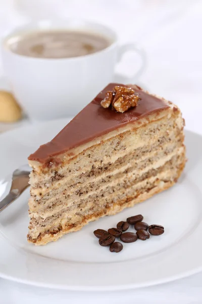 Coffee and cake nut tart dessert food — Stock Photo, Image