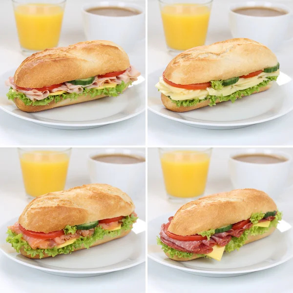Υγιεινή διατροφή συλλογή υπο σάντουιτς για το πρόγευμα με h — Φωτογραφία Αρχείου
