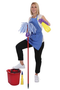 Temizlikçi kadın hizmet temiz kadın iş işgal tam vücut ISO