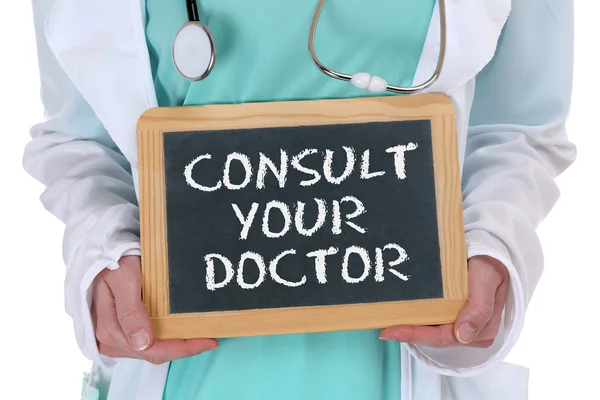 Zeptejte se konzultovat Váš lékař nemocné nemoc zdravé zdraví check nahoru ob — Stock fotografie