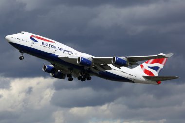 British Airways airplane Boeing 747-400 London Heathrow airport clipart