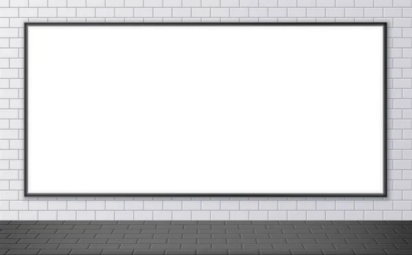 지하철 역에서는 요란 한 광고 광고판을 보게 되었다. 거리의 벽에 붙어 있는 수평 포스터. — 스톡 벡터
