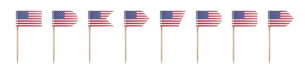 USA párátka vlajky izolované na bílém pozadí. Dekorace pro Den nezávislosti 4. července. — Stockový vektor