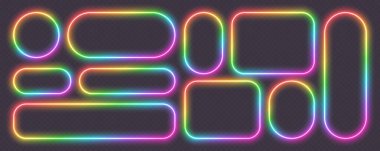 Parlak çerçeveler, gökkuşağı flamaları ışık efektleri, aydınlık sınırlar. Spektrum tasarım elementleri. Vektör ışık efekti.