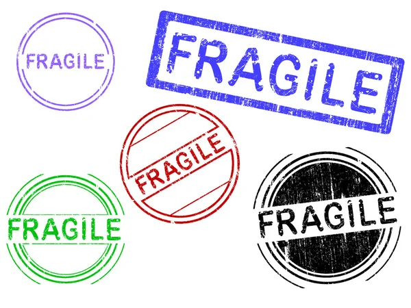 5 Perangko Grunge - FRAGILE - Stok Vektor