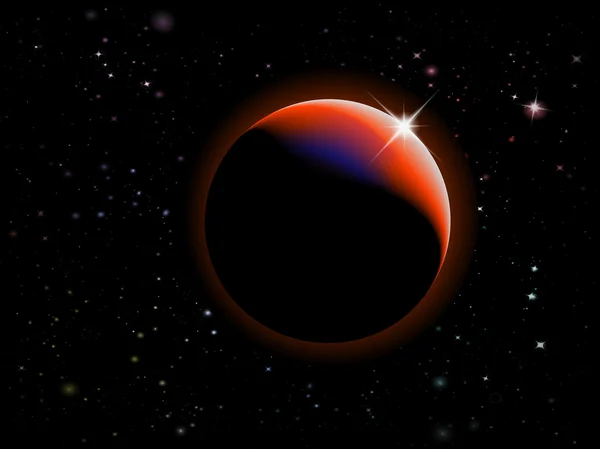 Eclipse - Fantasy ruimte scène — Stockvector