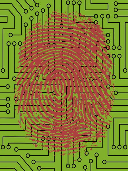 Empreinte digitale sur circuit imprimé — Image vectorielle
