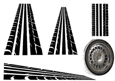 Car Tyre and tyre tracks clipart