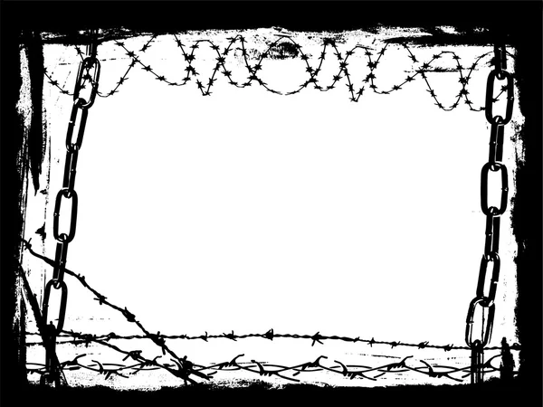 Correntes pretas e arame farpado Vector Grunge Fronteira —  Vetores de Stock
