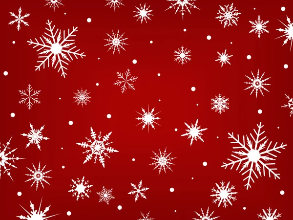 Snöflingor på en röd bakgrund — Stock vektor
