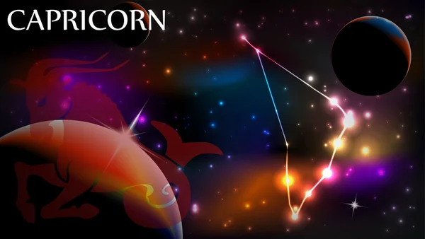 Capricorn - astrologische teken en kopie ruimte — Stockvector