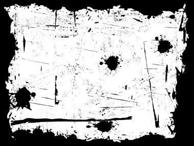 Beyaz arka plan ile siyah Grunged sınır