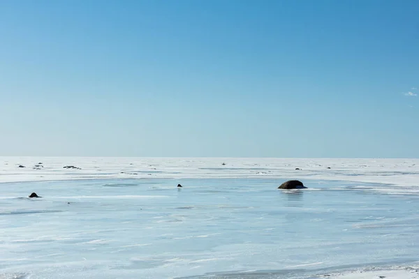 Vue Sur Plage Mer Gelée Hiver — Photo