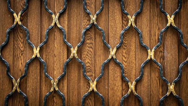 Forged Metal Pattern Wooden Surface Texture Background — Stock Photo, Image