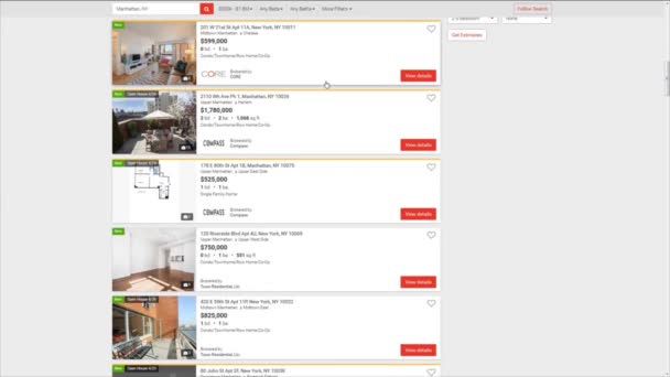 Computerbenutzer durchsuchen realtor.com Website für Haus in New York — Stockvideo