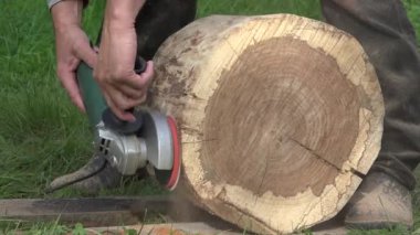 ahşap güverte değirmeni zımpara dişli taşlama carpernter. 4k