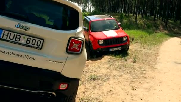 Mensen op elektronische Checkpoint onder Jeep Car — Stockvideo