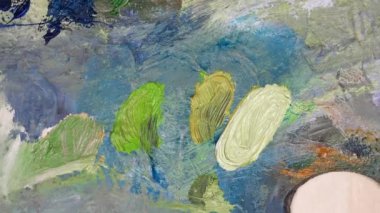 color palette with paint rotating turntable clockwise. 4K