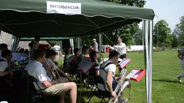 Hudebník bigband orchestr s kapelníkem hrát jazz — Stock video