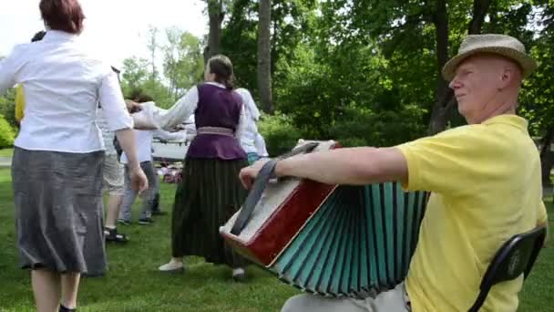 Festival comunitario rural. La gente baila — Vídeos de Stock
