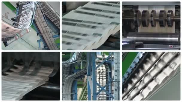 Kolase percetakan koran. Mesin cetak pers kertas harian — Stok Video
