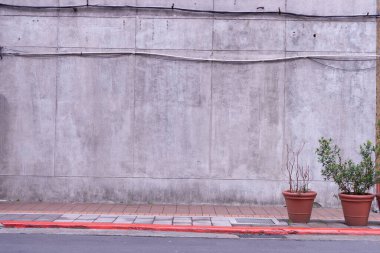 Sokak duvarı arka planı, endüstriyel arka plan, depo tuğla duvarlı boş Grunge şehir sokağı