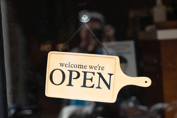 Ano Jsme Otevřená Cedule Retro Restaurace Znamení Otevřená Cedule Pouliční — Stock fotografie