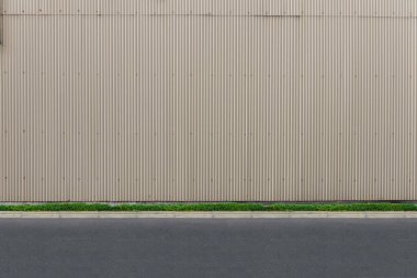 Sokak duvarı arka planı, endüstriyel arka plan, depo tuğla duvarlı boş Grunge şehir sokağı