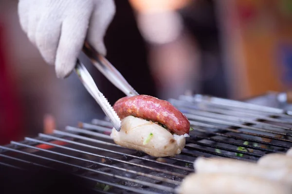 Salsiccia Taiwanese Con Primo Piano Riso Appiccicoso — Foto Stock