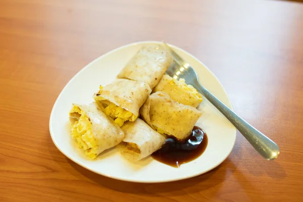 Taiwan Petit Déjeuner Traditionnel Nourriture Omelette Sur Une Table — Photo