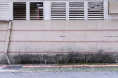 Sokak duvarı arka planı, endüstriyel arka plan, depo tuğla duvarlı boş Grunge şehir sokağı