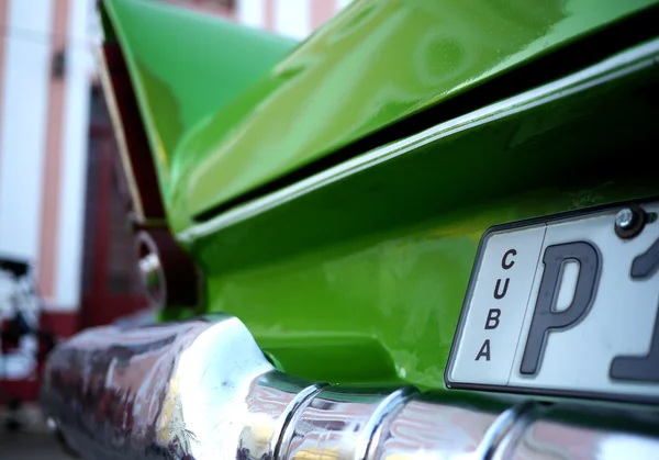 Gammal Grön Bil Kuba Med Skylten — Stockfoto