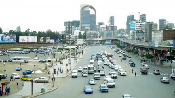 Hoge Hoek Uitzicht Het Centrum Van Addis Abeba Hoofdstad Van — Stockvideo