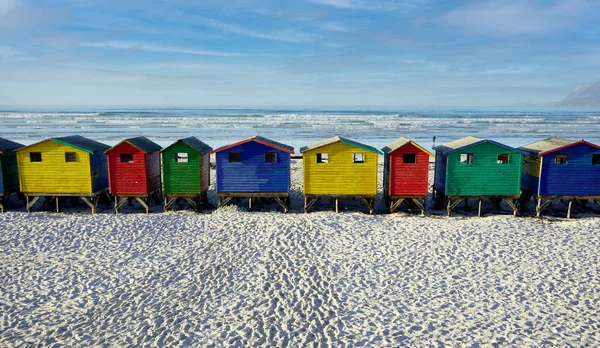 Комнаты Переодевания Пляже Брайт Муизенберге Кейптаун — стоковое фото