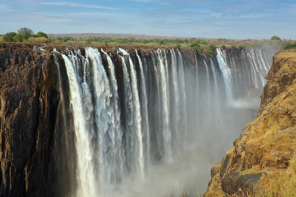 Victoria Falls Sul Fiume Zambesi Tra Zimbabwe Zambia — Foto Stock