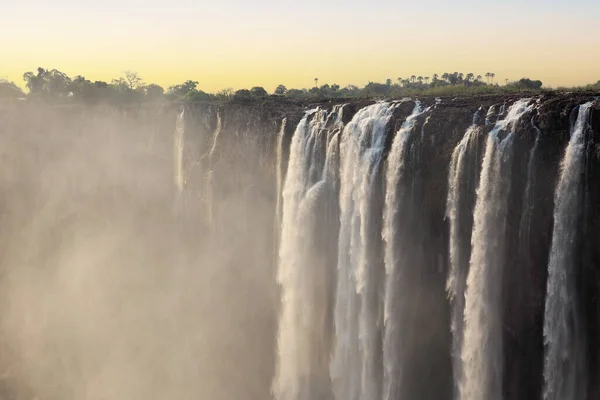 Victoria Falls Sul Fiume Zambesi Tra Zimbabwe Zambia Tramonto — Foto Stock