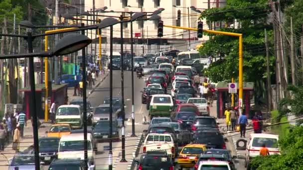 Rue animée au centre-ville de lagos, nigeria — Video