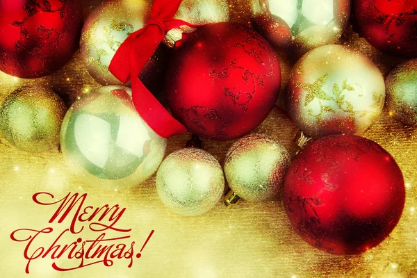 Christmas Background. Red and Golden Balls — Stock Photo, Image