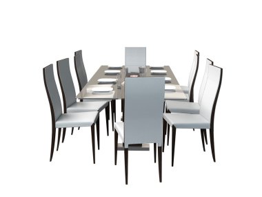 3D render yemek odası mobilya