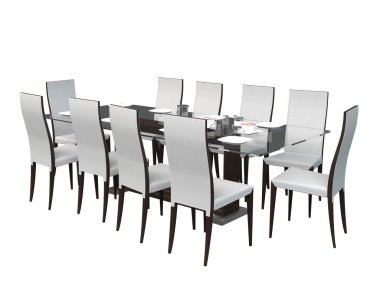 3D render yemek odası mobilya