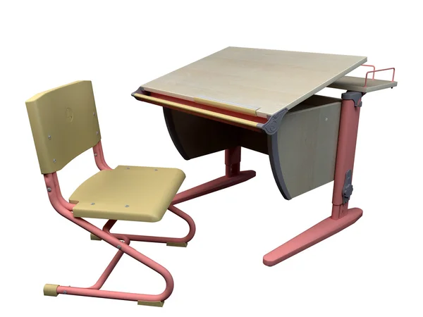 Representación 3D de un escritorio escolar — Foto de Stock