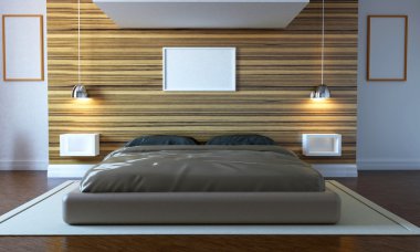 bir iç yatak odasında büyük bir ev 3D render