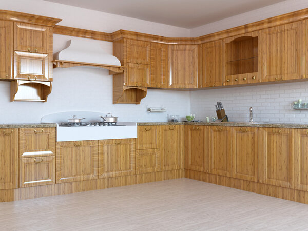 3D-rendering of a kitchen in a country house