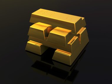 altın külçelerini kümesi 3D işleme