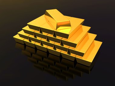 altın külçelerini kümesi 3D işleme