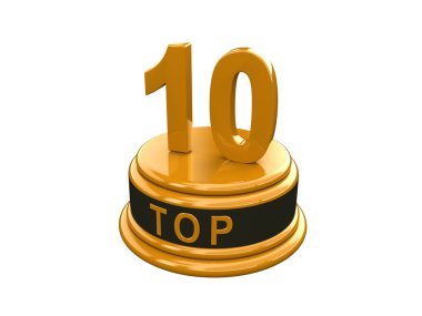 En iyi 10. Gerçekçi altın yüzde (3d render izole)