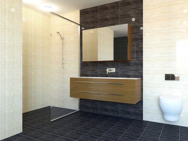 büyük bir ev 3D-işleme modern banyo