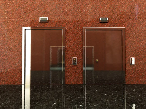 3d renderização de um lobby com elevador — Fotografia de Stock