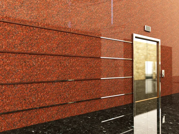 3d renderização de um lobby com elevador — Fotografia de Stock